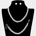 3PCS Braided Chain Pearl Necklace Jewelry Set