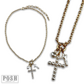 Pearl cross pendant chain necklace
