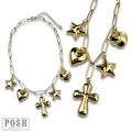 Puffed multi-charm chain necklace