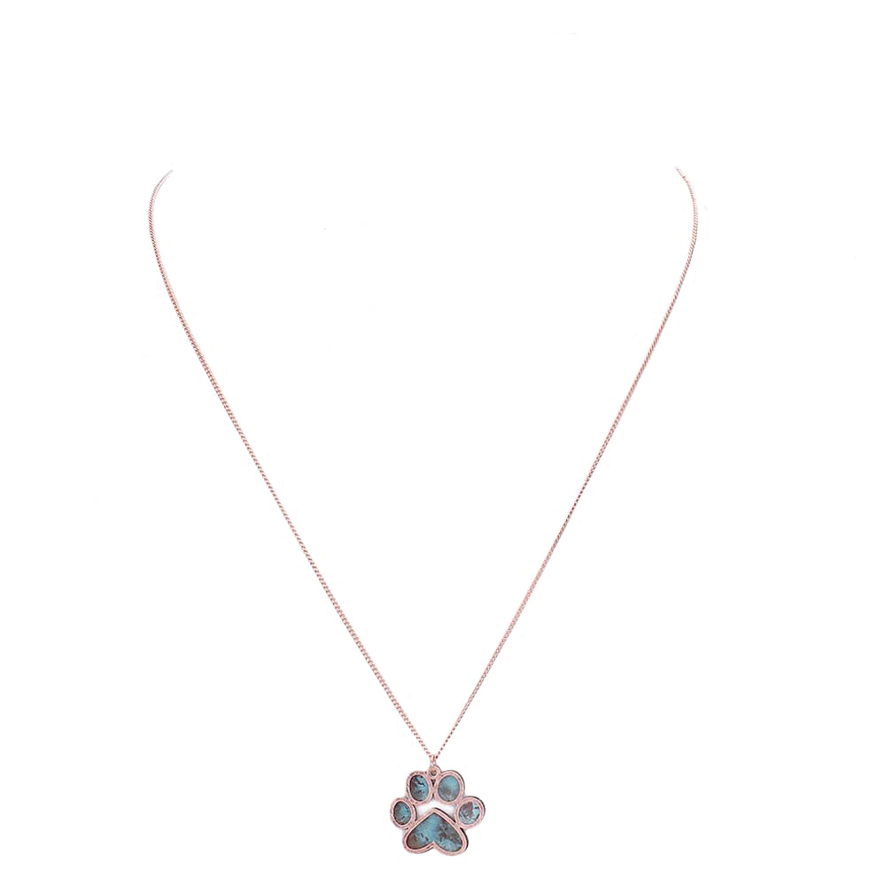 Two Tone Brass Metal Paw Pendant Necklace