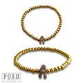 Bead bracelet with rhinestone inital
