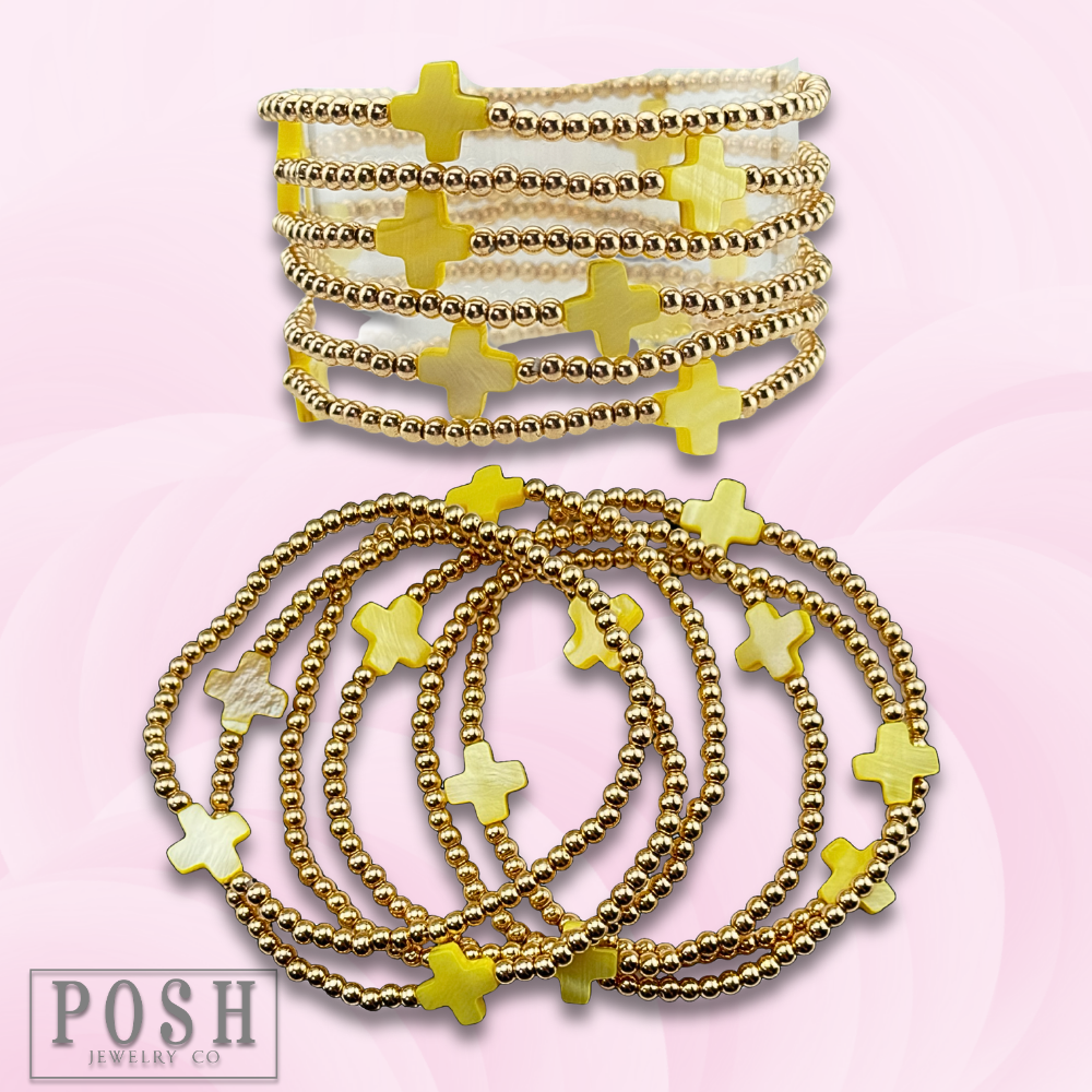 Beads and cross bead stack bracelet