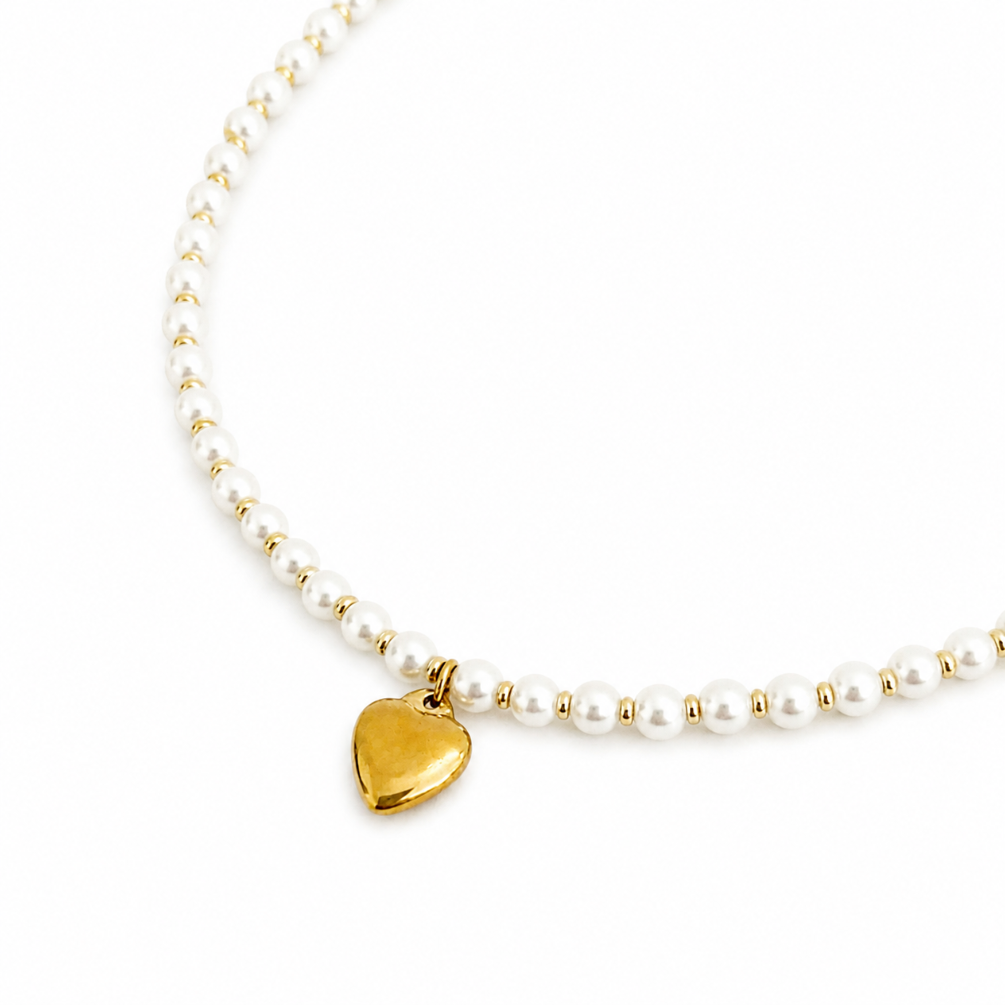 Pearl And Gold Bauble Heart Necklace