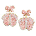 Felt Back Pearl Beaded Bow Baby Foot Dangle Earrings