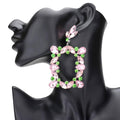 Marquise Stone Cluster Open Rectangle Evening Earrings