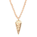 Hammered Metal Arrow Pendant Faceted Beads Long Necklace