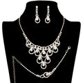 3PCS Teardrop Stone Accented Rhinestone Necklace Jewelry Set