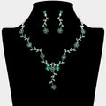 Flower Leaf Cluster Vine Rhinestone Necklace