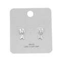 Brass Metal Rhinestone Embellished MAMA Stud Dangle Earrings