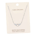 White Gold Dipped Cubic Zirconia Wings Pendant Necklace