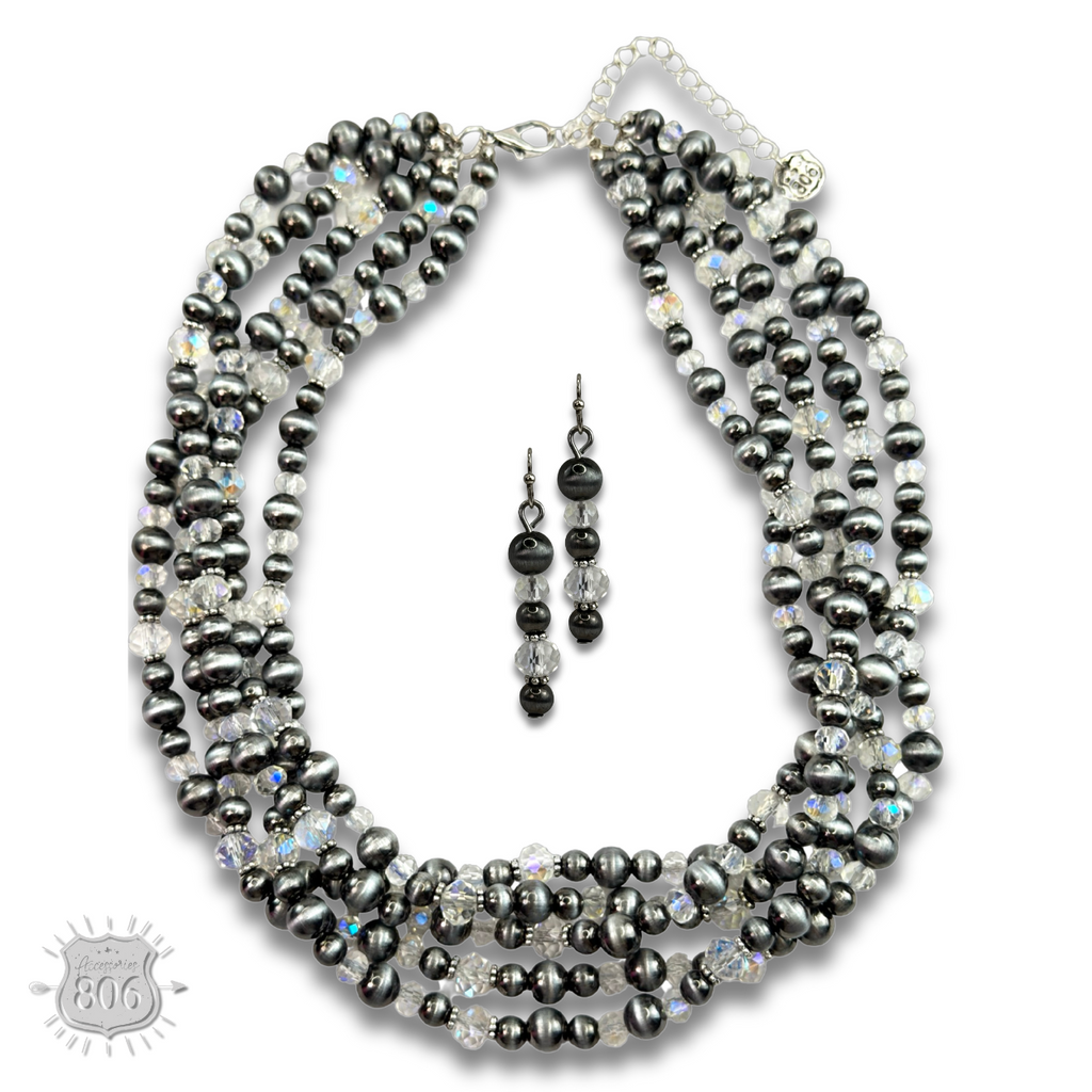 Five strand burnished pearl necklace set