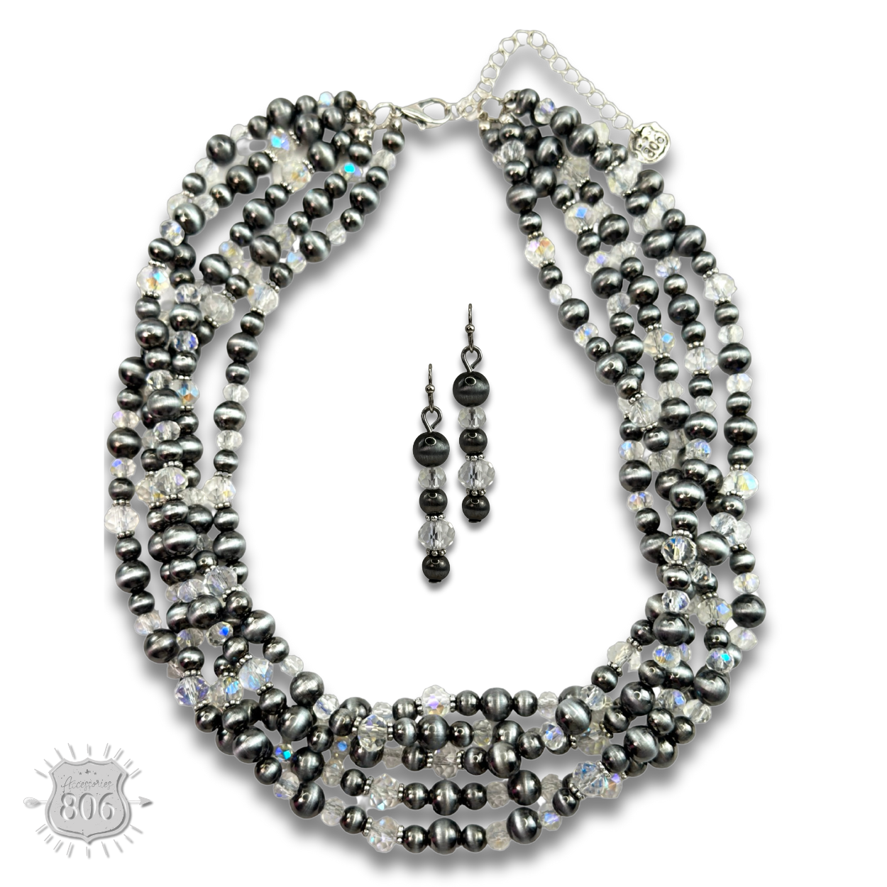 Five strand burnished pearl necklace set