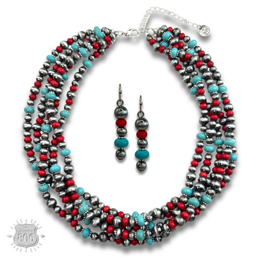 Five strand burnished pearl necklace set