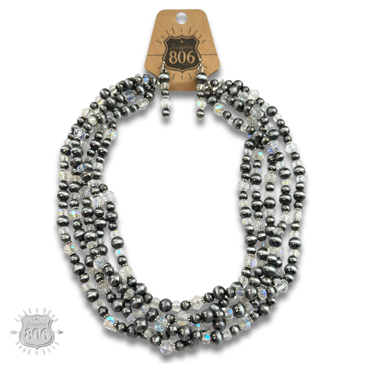 Five strand burnished pearl necklace set