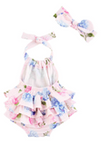PINK HYDRANGEA BABY ROMPER SET