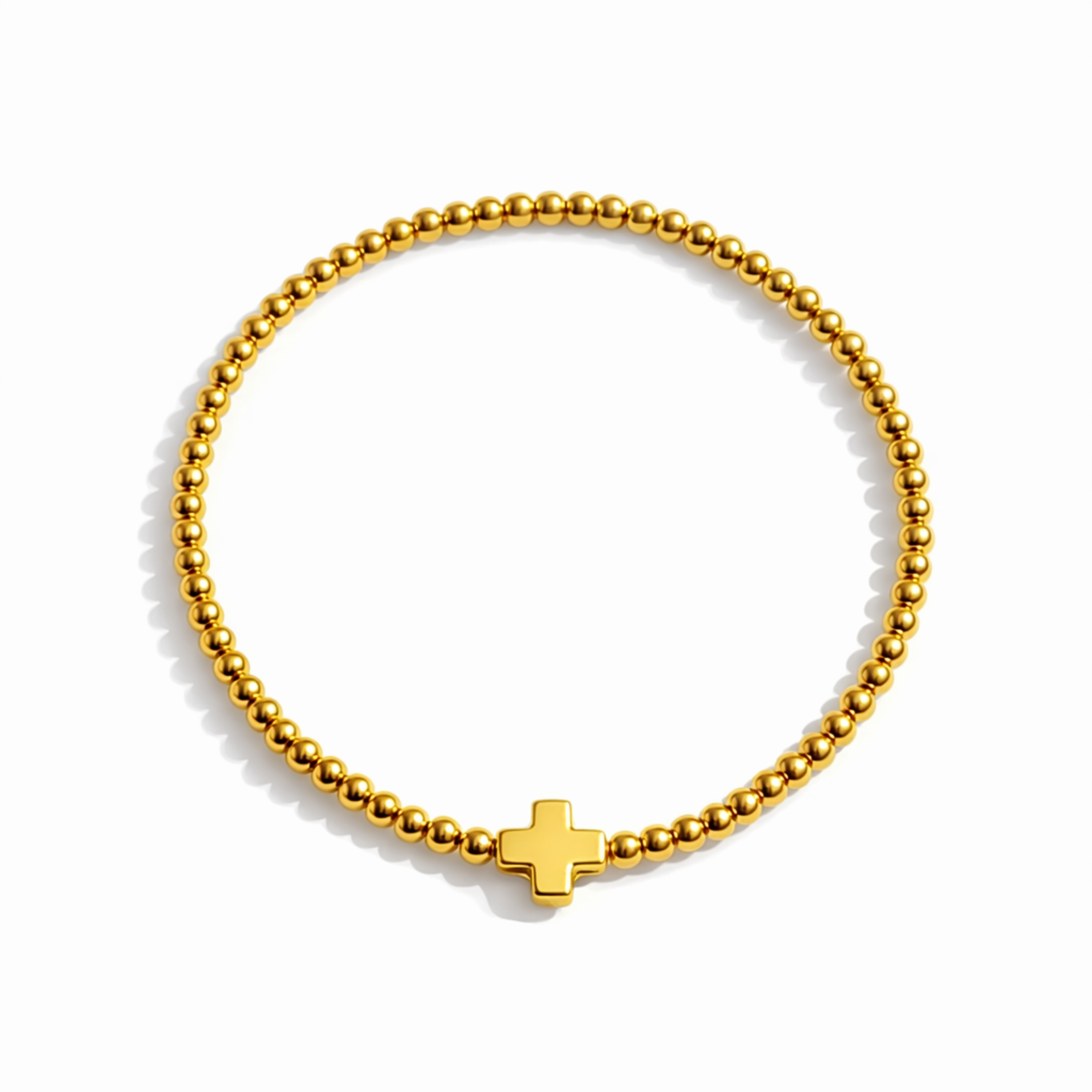 So Very Blessed Cross Gold Beaded Stretch Bracelet