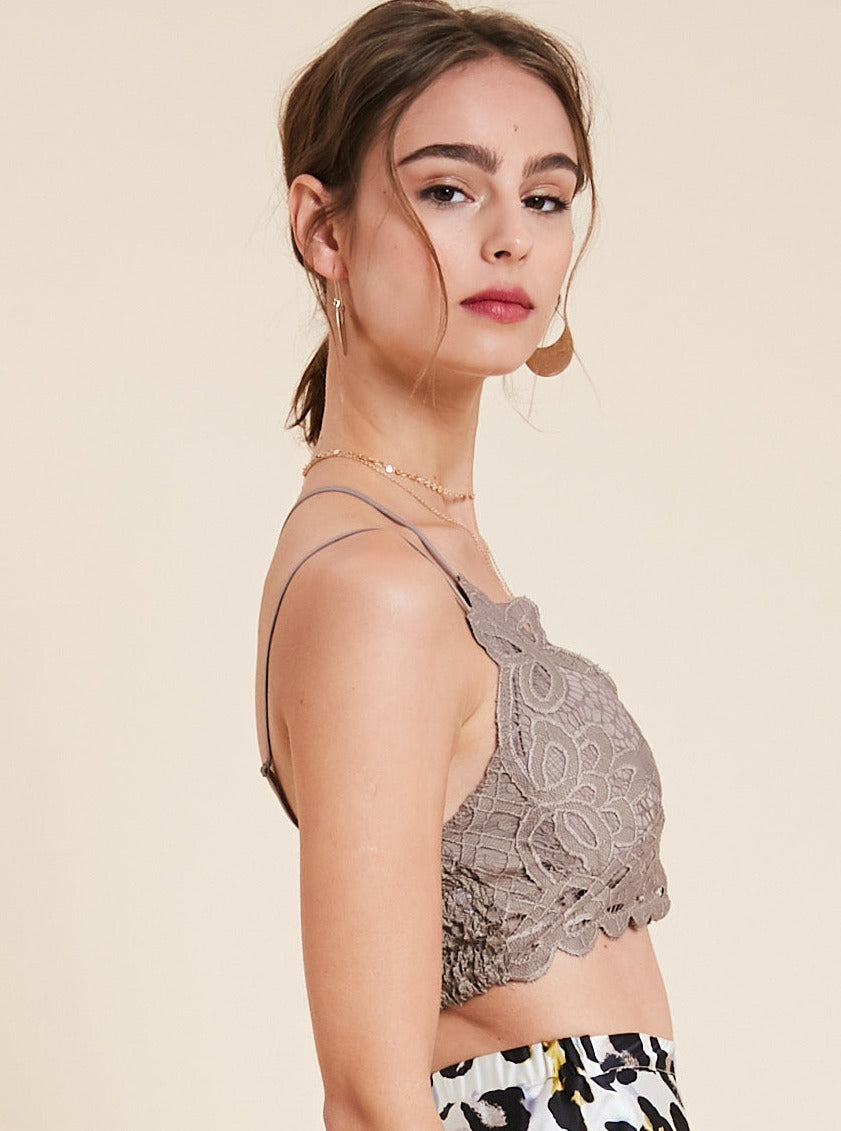 Double Strap Scalloped Lace Bralette