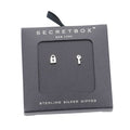 Secret Box Sterling Silver Dipped Key & Lock Stud Earrings