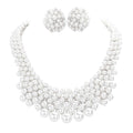 Rhinestone Embellished Pearl Cluster Necklace