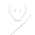 3 Piece Pearl Necklaces Earring Bracelet Set