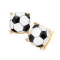 Soccer Ball Printed Square Stud Earrings