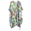 Tropical Leaf Flower Printed Cover Up Kimono Poncho