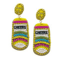 CHEERS Felt Back Pearl Stone Seed Beaded Beer Dangle Earring