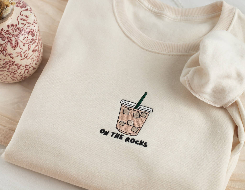 Embroidered On The Rocks Iced Coffee Sweatshirt