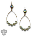 Square iridescent finish bead teardrop earring with Austrian crystal