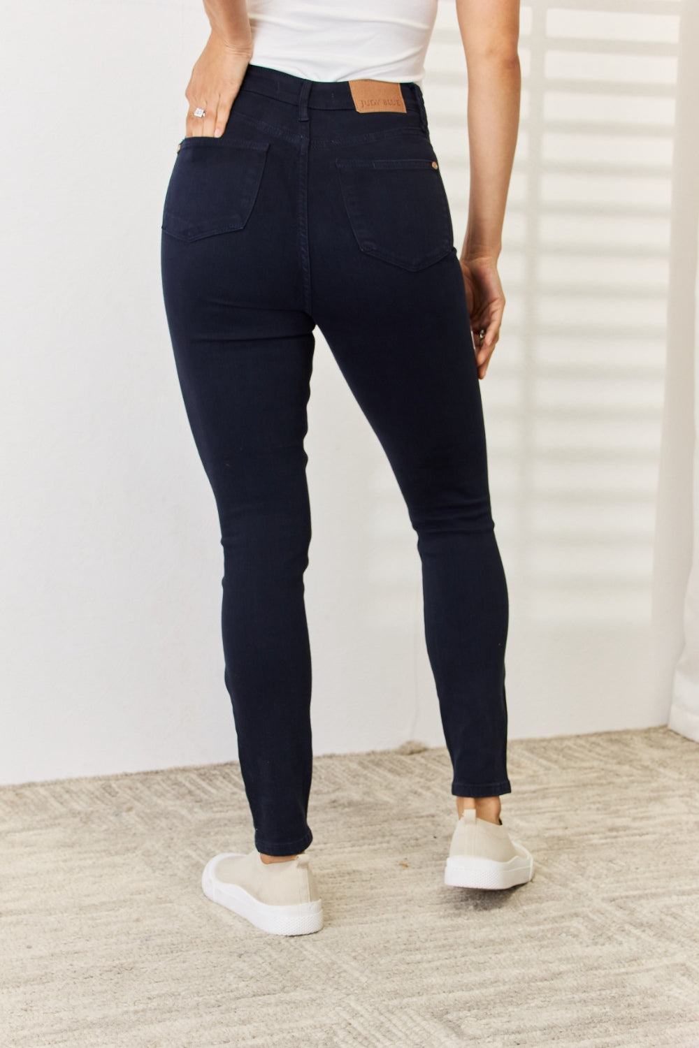 Judy Blue Full Size Garment Dyed Tummy Control Skinny Jeans For Curvy Figures Women