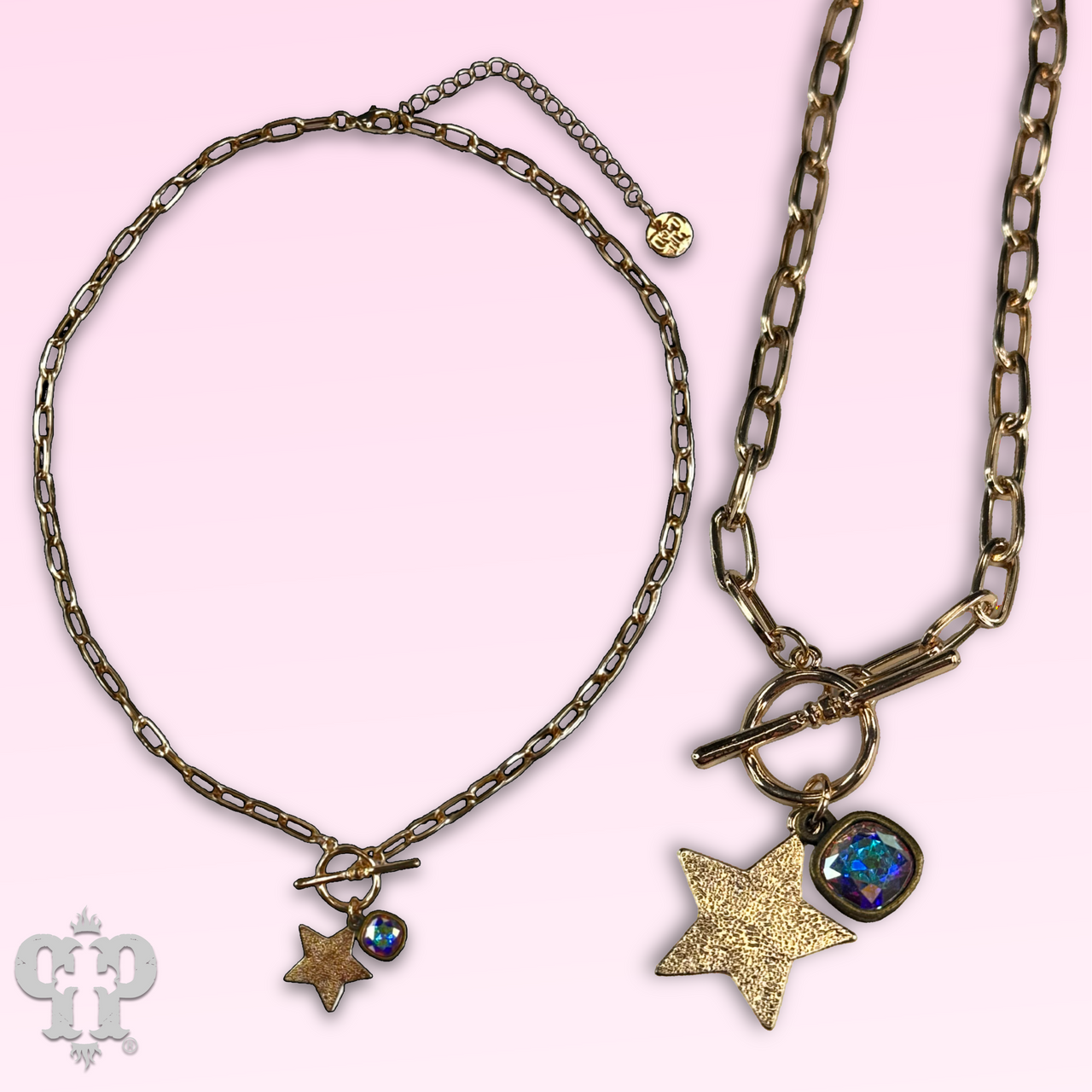 Gold star necklace with Austrian crystal - LC