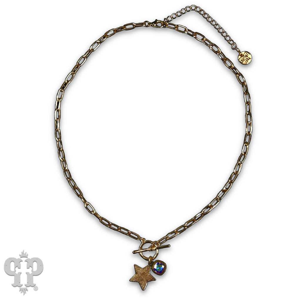 Gold star necklace with Austrian crystal - LC