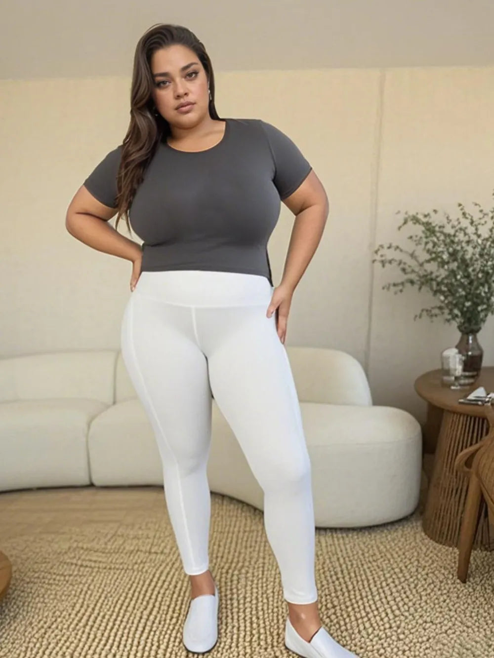Wide Waistband Sports Leggings For Women Opaque Stretchy Nylon Blend Workout Essential Machine Wash Cold
