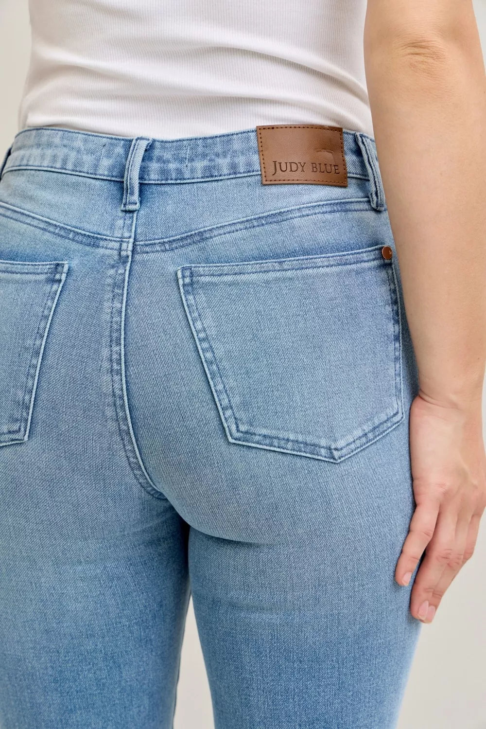 Judy Blue Bootcut Jeans Plus Size Mid Rise With Contrast Wash And Front Patch Pockets