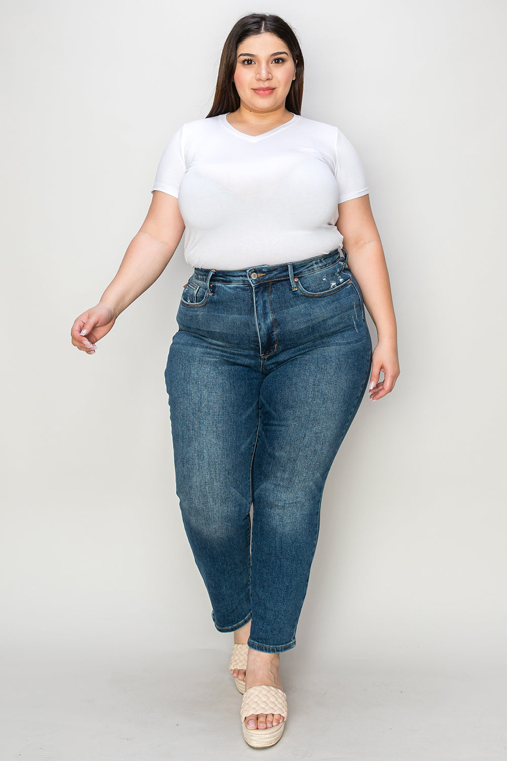 Judy Blue Tummy Control High Waist Slim Jeans For Women Full Size Midsection Smoothing Figure Flattering