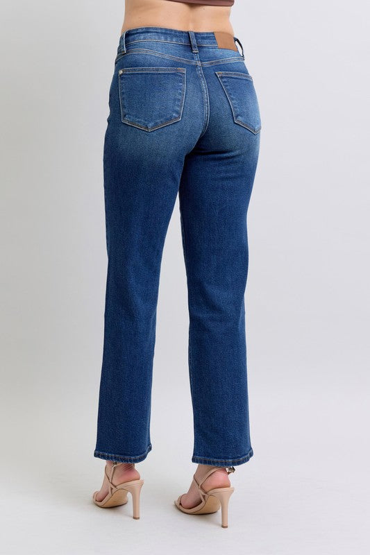 Judy Blue Side Seam Detail Straight Jeans For Women With Pockets Full Size Range