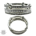 Three piece silver and rhinestone bracelet set