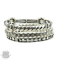Three piece rhinestone and silver bracelet set
