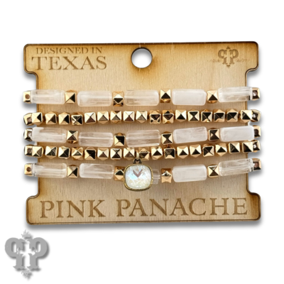 Square tube acrylic bead stacked bracelet, Austrian crystal