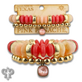 Saucer and round bead bracelet set with Austrian crystal charm