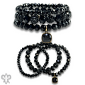 Pave ball and glossy glass bead bracelet with a crystal from Swarovski®
