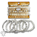 Six strand variety bead and druzy charm bracelet