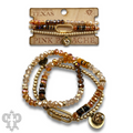 Three strand bracelet stack with screw lock charm and Austrian crystal - LC