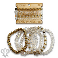 Faceted heishi bead bracelet with twisted tube bead feature
