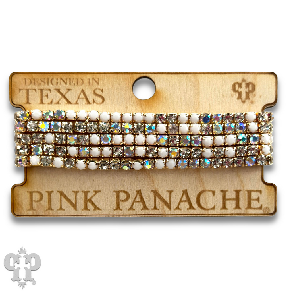 Prong set rhinestone bead bracelet