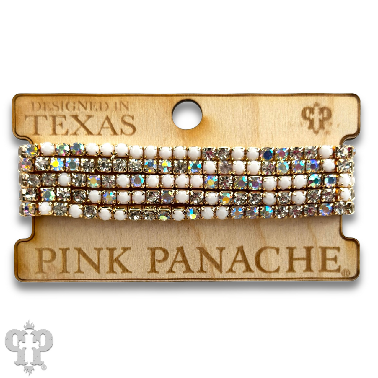 Prong set rhinestone bead bracelet