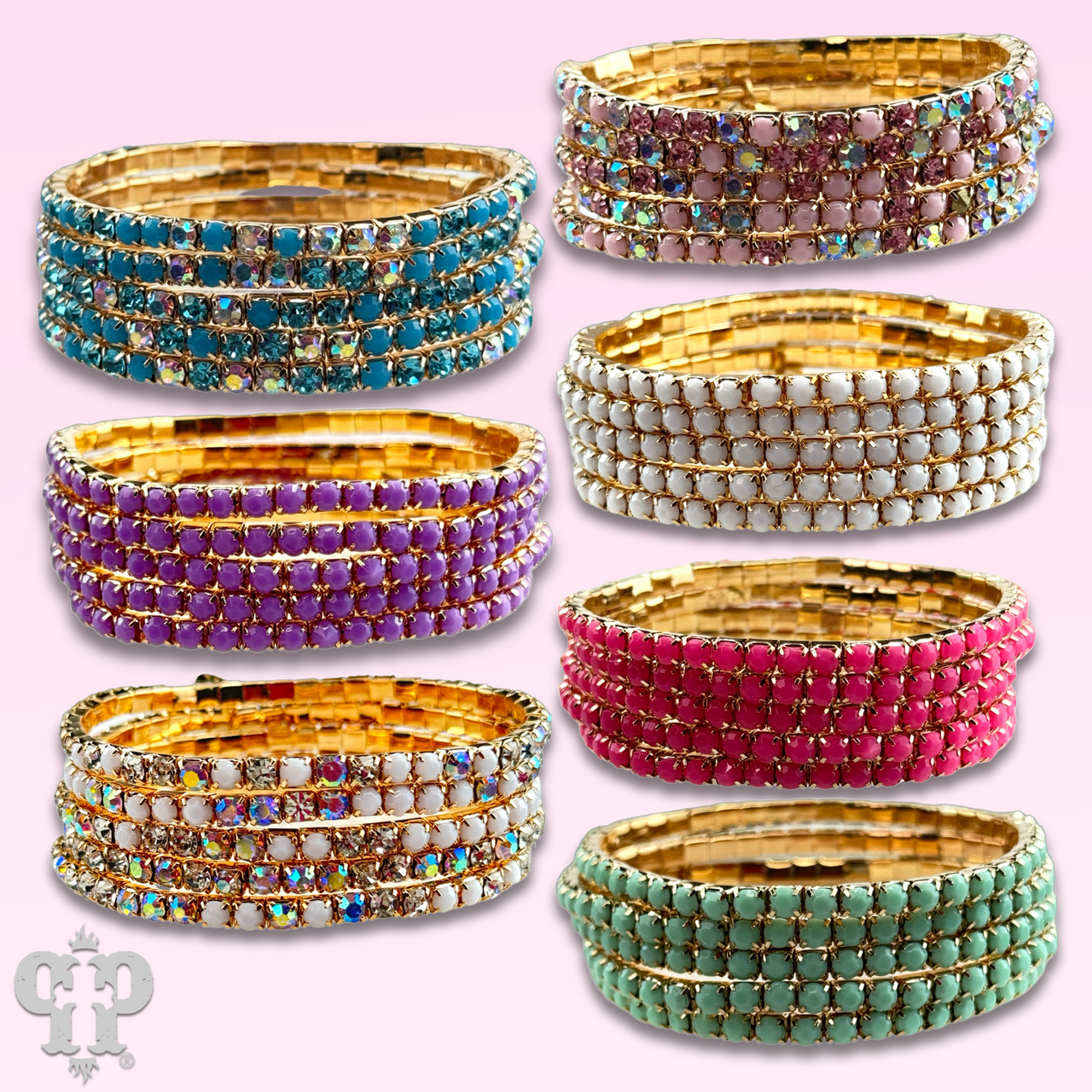 Prong set rhinestone bead bracelet