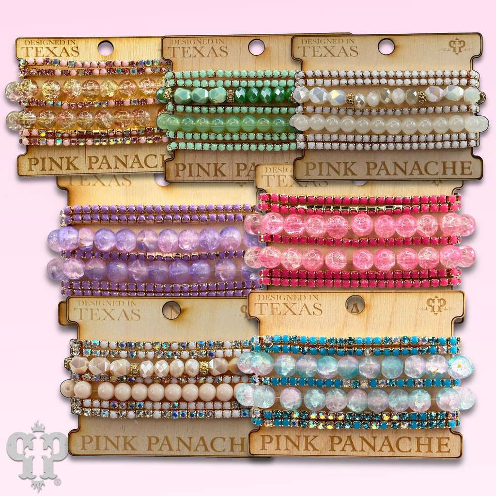 Mixed rhinestone and bead bracelet set