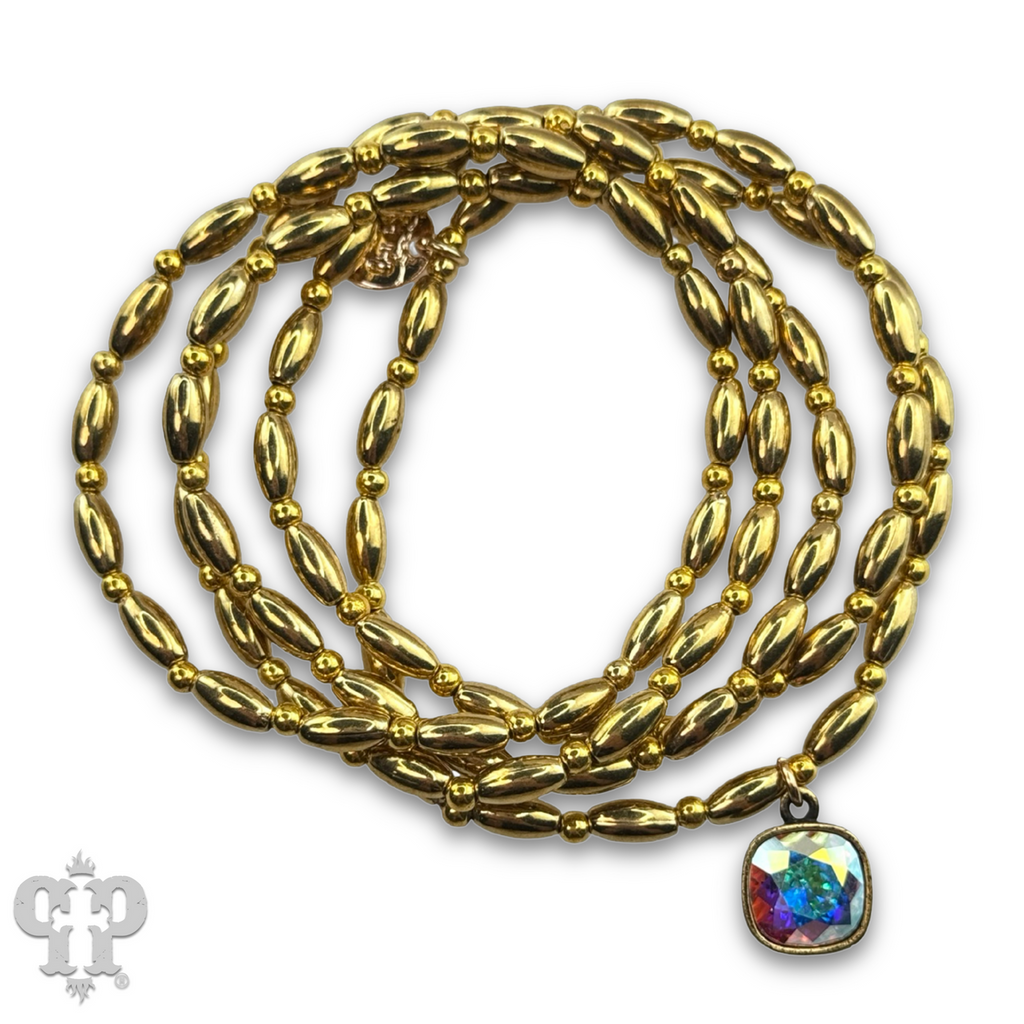 Rice bead bracelet with Austrian crystal