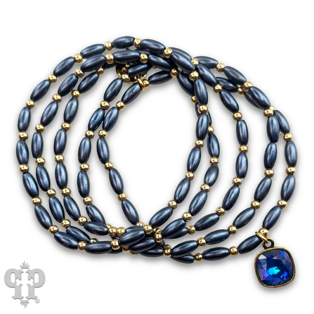 Rice bead bracelet with Austrian crystal
